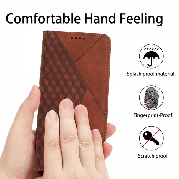 OPPO Realme C12/C25/7i Global/Narzo 20A/Narzo 30A Diamond Splicing Skin Feel Magnetic Leather Phone Case(Brown)