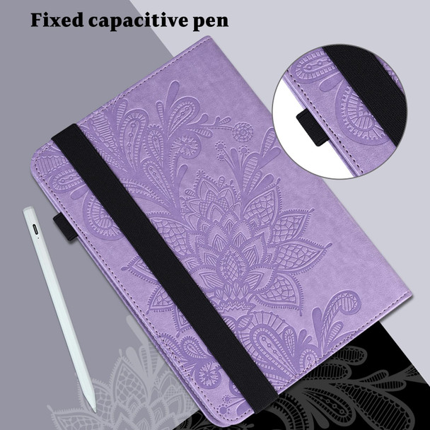 Lenovo M10 Plus 10.6 3rd Gen 2022 Lace Flower Embossing Pattern Leather Tablet Case(Purple)