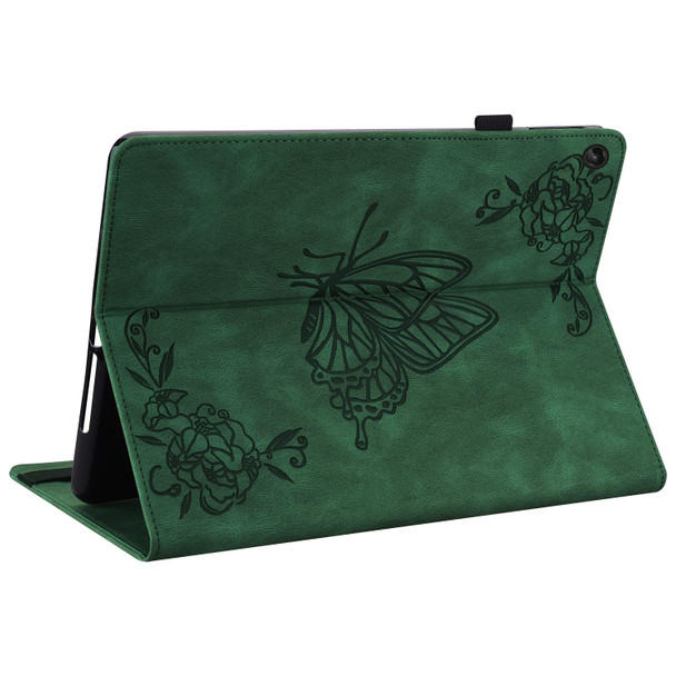 Lenovo Tab M10 Plus 10.6 3rd Gen Butterfly Flower Embossed Leather Tablet Case(Green)