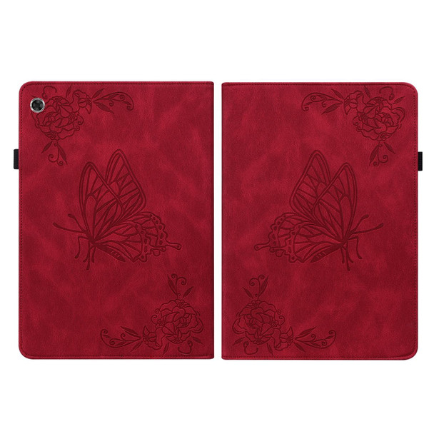Lenovo Tab M8 HD / M8 FHD Butterfly Flower Embossed Leather Tablet Case(Red)