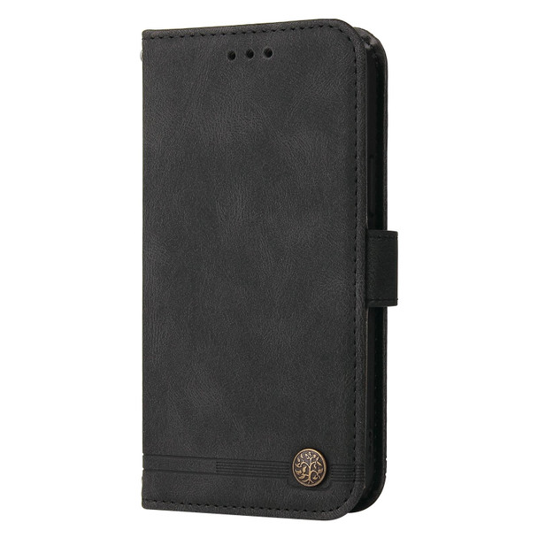 OPPO Reno7 5G / Find X5 Lite Global Skin Feel Life Tree Metal Button Leather Phone Case(Black)