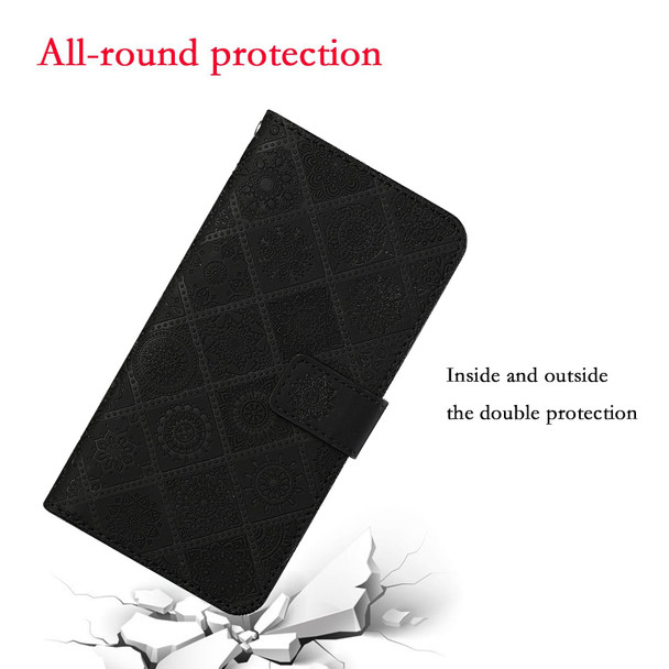 OPPO Reno6 5G Ethnic Style Embossed Pattern Leather Phone Case(Black)