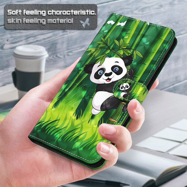 OnePlus Nord N20 5G / OPPO A96 5G 3D Painting Pattern Flip Leather Phone Case(Panda Bamboo)