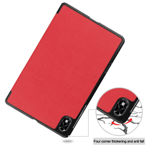 Lenovo Legion Y700 Three-folding Holder Custer Texture Leather Tablet Case(Red)