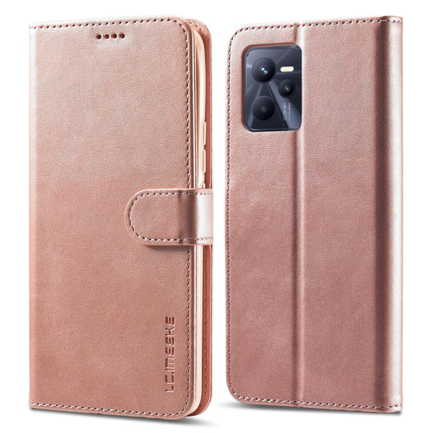 OPPO Realme C35 LC.IMEEKE Calf Texture Leather Phone Case(Rose Gold)