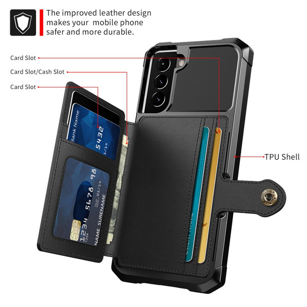 Samsung Galaxy S21 5G Magnetic Wallet Card Bag Leather Phone Case(Black)