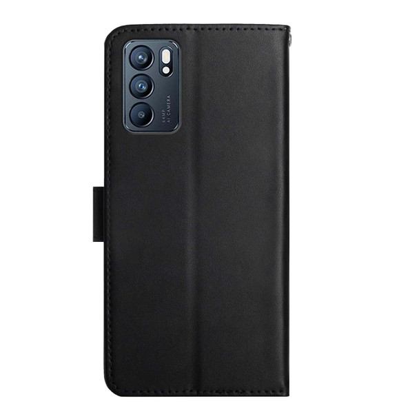 OPPO Reno6 5G Genuine Leather Fingerprint-proof Horizontal Flip Phone Case(Black)