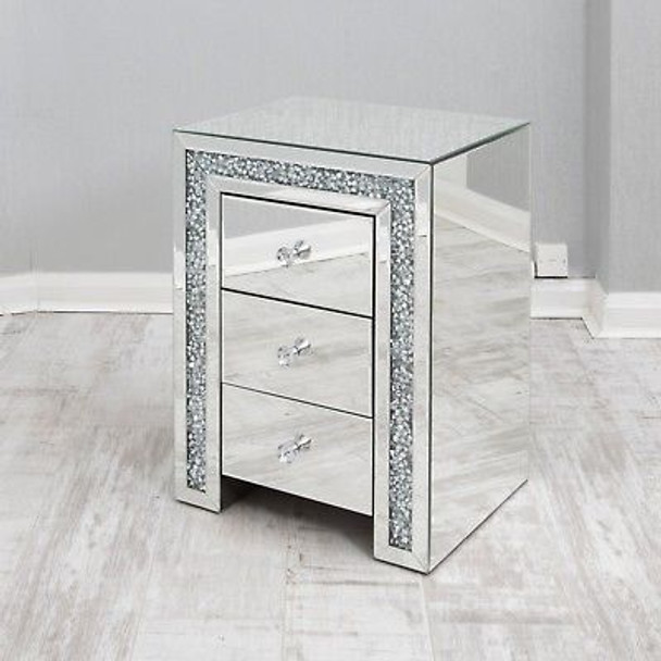 Diamond Mirror Pedestal 3 Drawer - Boarder