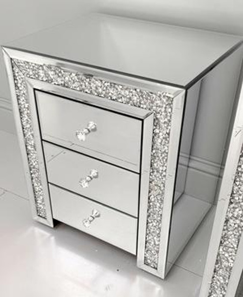 Diamond Mirror Pedestal 3 Drawer - Boarder