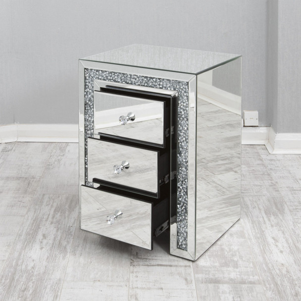 Diamond Mirror Pedestal 3 Drawer - Boarder