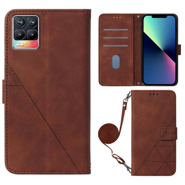 OPPO Realme 8 / 8 Pro Crossbody 3D Embossed Flip Leather Phone Case(Brown)