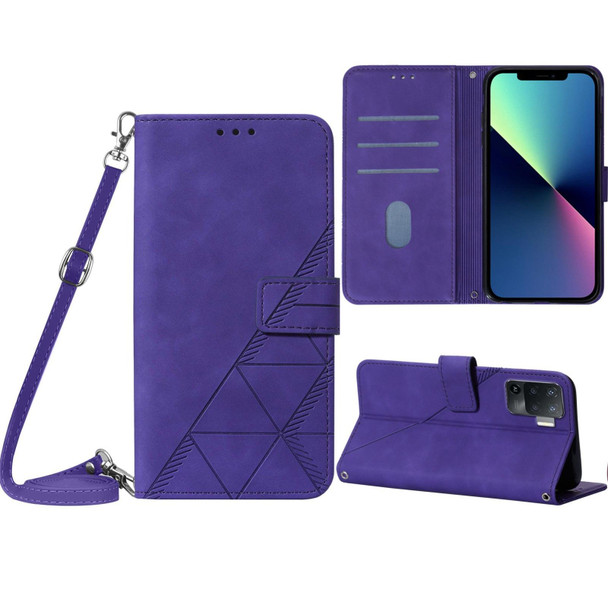 OPPO A94 4G / F19 Pro 4G Crossbody 3D Embossed Flip Leather Phone Case(Purple)