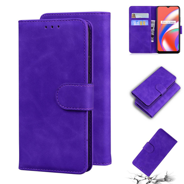 OPPO Realme C12/Realme Narzo 20 Skin Feel Pure Color Flip Leather Phone Case(Purple)