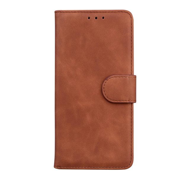 OPPO Realme C12/Realme Narzo 20 Skin Feel Pure Color Flip Leather Phone Case(Brown)