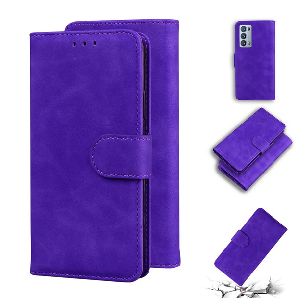 OPPO Reno6 Pro+ Skin Feel Pure Color Flip Leather Phone Case(Purple)