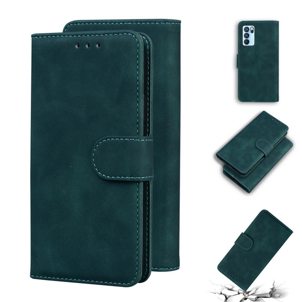OPPO Reno6 Pro Skin Feel Pure Color Flip Leather Phone Case(Green)