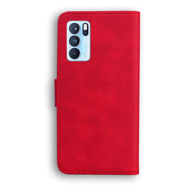 OPPO Reno6 Pro Skin Feel Pure Color Flip Leather Phone Case(Red)