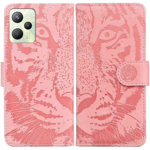 OPPO Realme C35 Tiger Embossing Pattern Leather Phone Case(Pink)