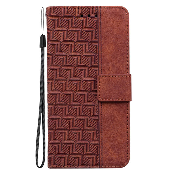 OPPO Realme C35 Geometric Embossed Leather Phone Case(Brown)