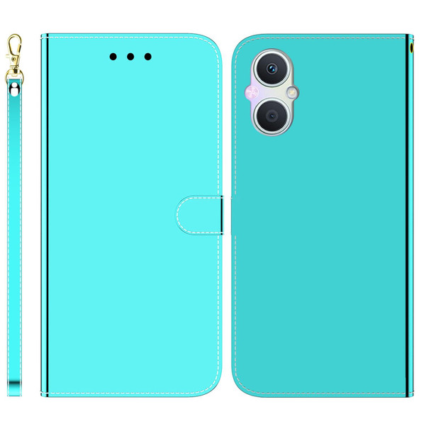 OPPO A96 5G / Reno7 Z 5G Imitated Mirror Surface Leather Phone Case(Mint Green)