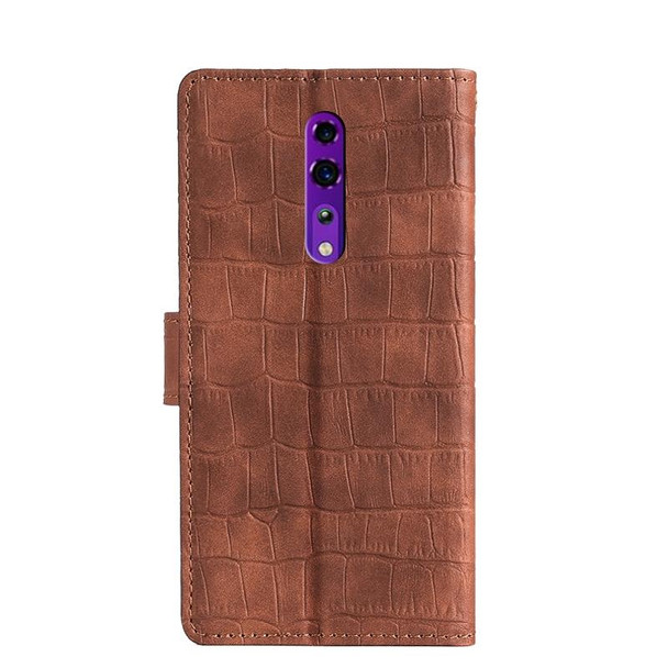 OPPO Reno Z Skin Feel Crocodile Texture Magnetic Clasp PU Leather Phone Case(Brown)