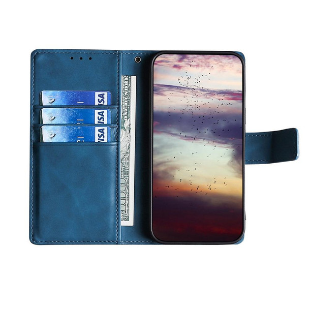 OPPO Reno2 Skin Feel Crocodile Texture Magnetic Clasp PU Leather Phone Case(Blue)
