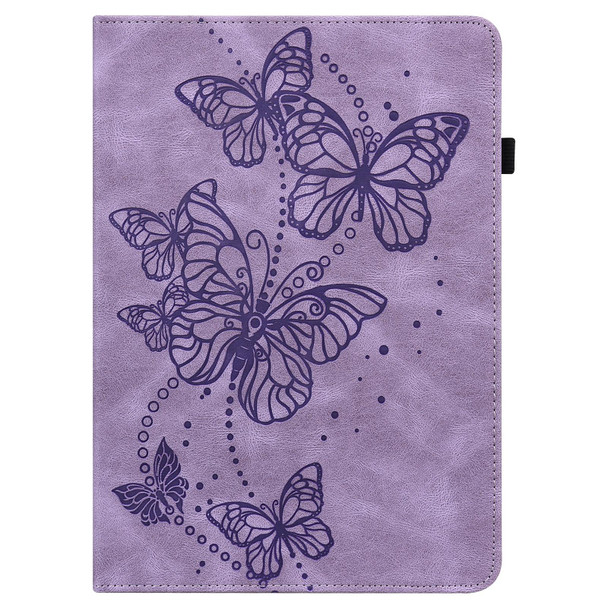 Lenovo Legion Y700 Embossed Butterfly Pattern Leather Tablet Case(Purple)