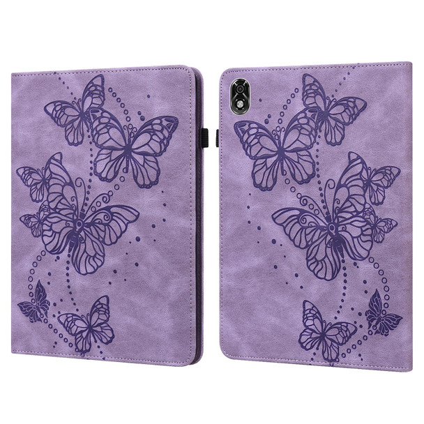 Lenovo Legion Y700 Embossed Butterfly Pattern Leather Tablet Case(Purple)