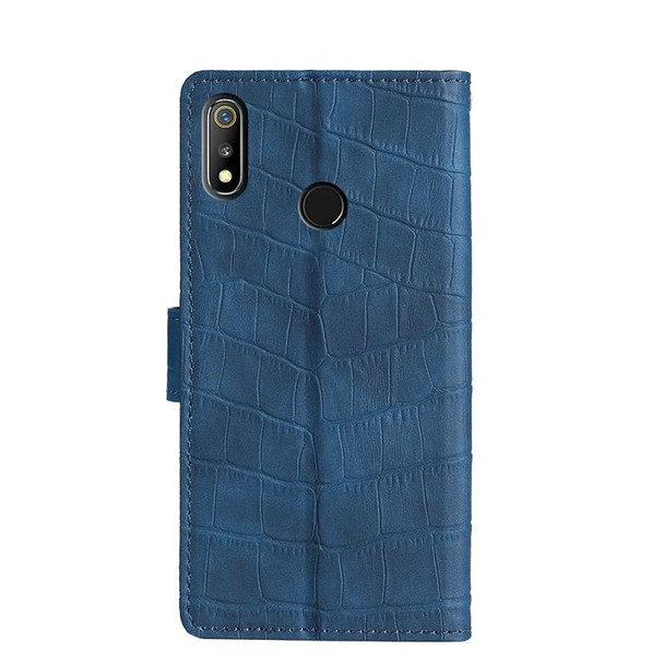 OPPO Realme 3 Skin Feel Crocodile Texture Magnetic Clasp PU Leather Phone Case(Blue)