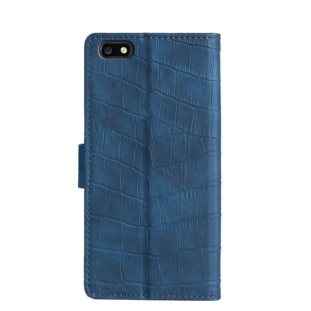 OPPO A77 Skin Feel Crocodile Texture Magnetic Clasp PU Leather Phone Case(Blue)