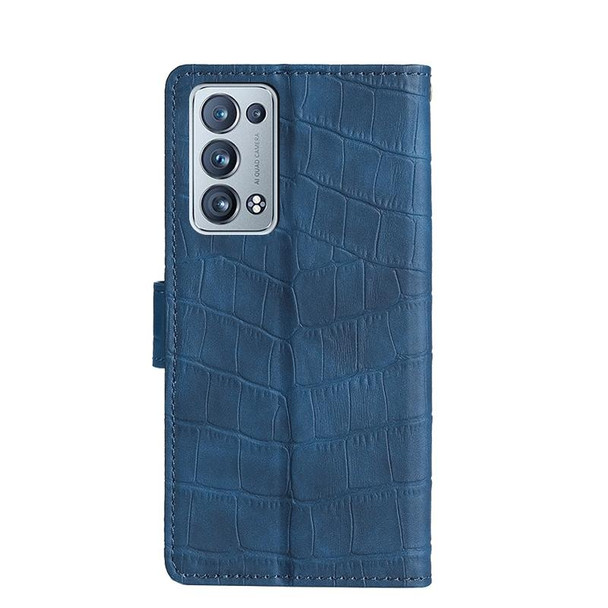 OPPO Reno6 Pro+ 5G Skin Feel Crocodile Texture Magnetic Clasp PU Leather Phone Case(Blue)