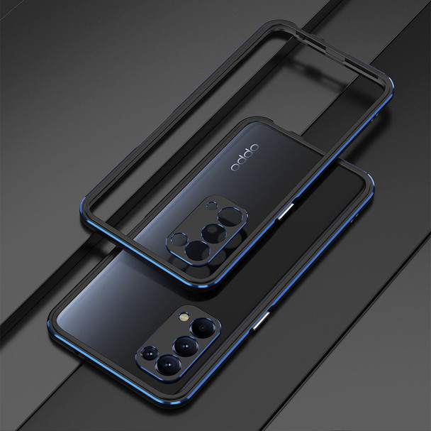 Aurora Series Lens Protector + Metal Frame Protective Case - OPPO Reno5(Black Blue)