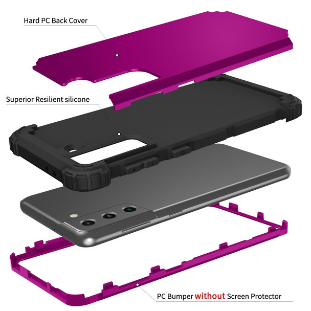 Samsung Galaxy S21 5G PC+ Silicone Three-piece Anti-drop Mobile Phone Protective Back Cover(Purple)