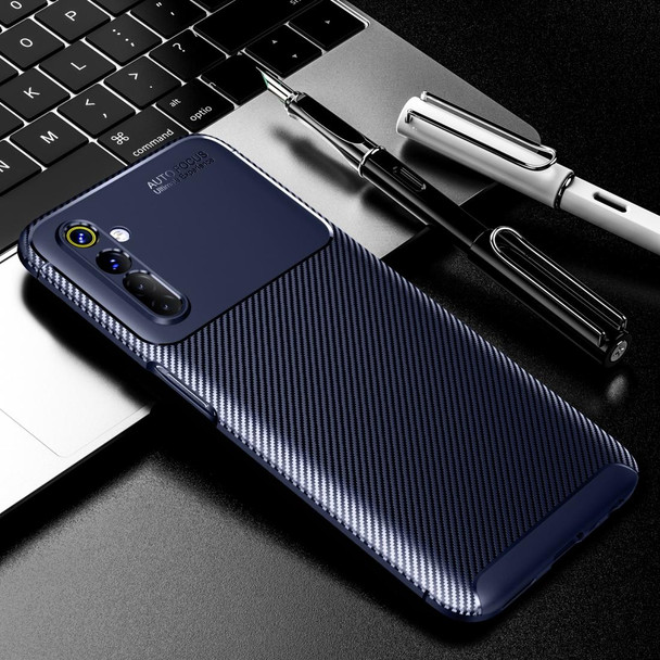 OPPO Realme 6 Carbon Fiber Texture Shockproof TPU Case(Blue)