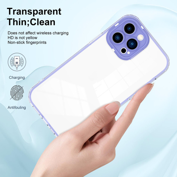 3 in 1 Clear TPU Color PC Frame Phone Case - iPhone 11 Pro Max(Purple)