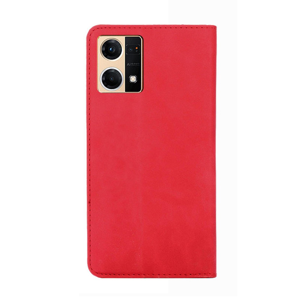 OPPO Reno7 4G/F21 Pro 4G Skin Feel Magnetic Horizontal Flip Leather Phone Case(Red)