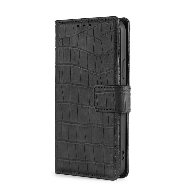 OPPO Realme 8i Skin Feel Crocodile Magnetic Clasp Leather Phone Case(Black)