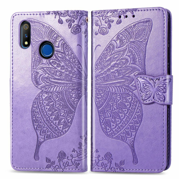 OPPO Realme 3 Pro Butterfly Love Flower Embossed Horizontal Flip Leather Case with Bracket / Card Slot / Wallet / Lanyard(Light Purple)