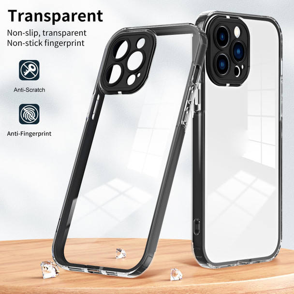 3 in 1 Clear TPU Color PC Frame Phone Case - iPhone 13 Pro(Black)