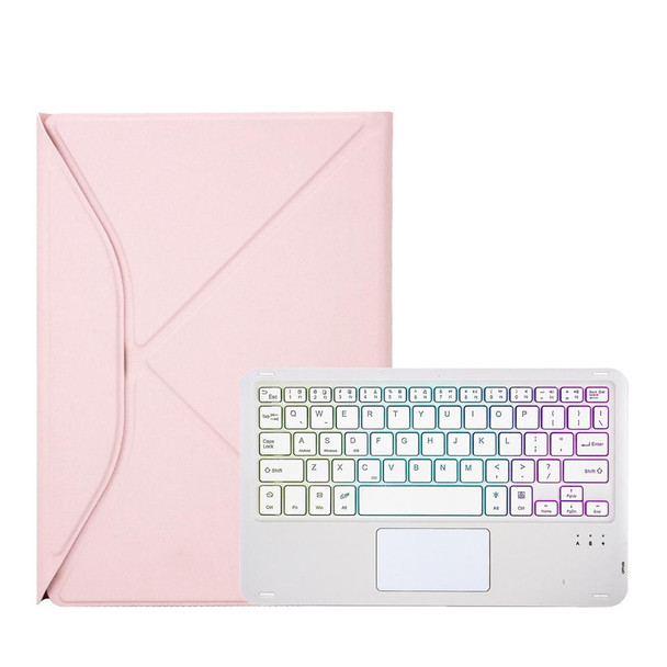 Z102B-AS Pen Slot Touchpad Backlight Bluetooth Keyboard Leather Tablet Case - iPad 10.2 2021/2020/2019(Pink)