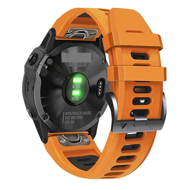 Garmin Fenix 7X Solar 26mm Silicone Sports Two-Color Watch Band(Orange+Black)