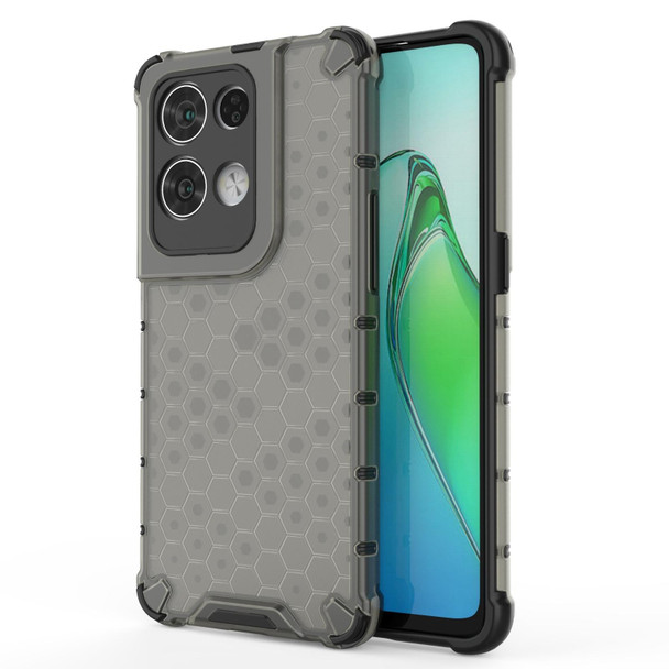 OPPO Reno8 Pro+ Shockproof Honeycomb PC + TPU Phone Case(Black)