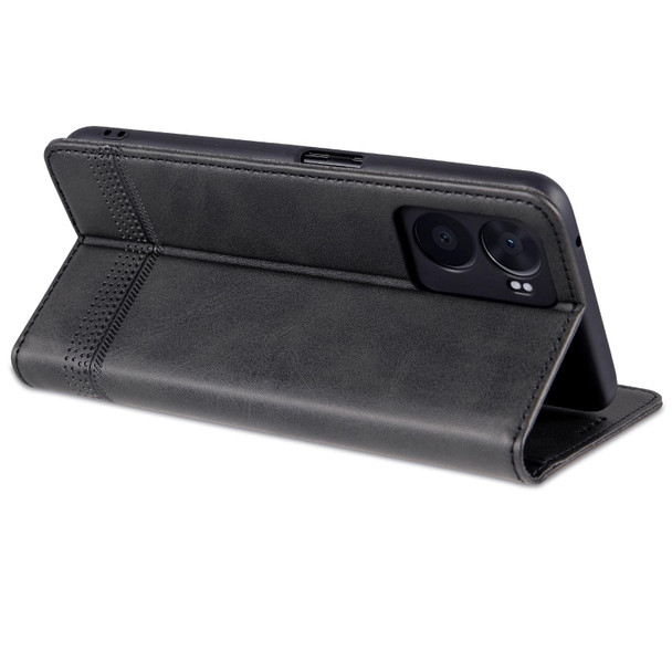 OPPO A57 5G/Realme Q5i/Realme V23 AZNS Magnetic Calf Texture Flip Leather Phone Case(Black)