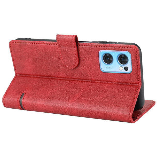 OPPO Reno7 5G Classic Wallet Flip Leather Phone Case(Red)