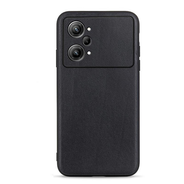 OPPO K10 Pro 5G Accurate Hole Lambskin Texture Genuine Leather Phone Case(Black)