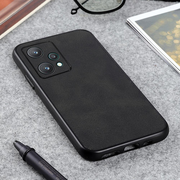 OPPO Realme 9 Pro Accurate Hole Two-color Calf Texture PU Phone Case(Black)