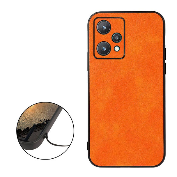 OPPO Realme 9 Pro Accurate Hole Two-color Litchi Texture PU Phone Case(Orange)