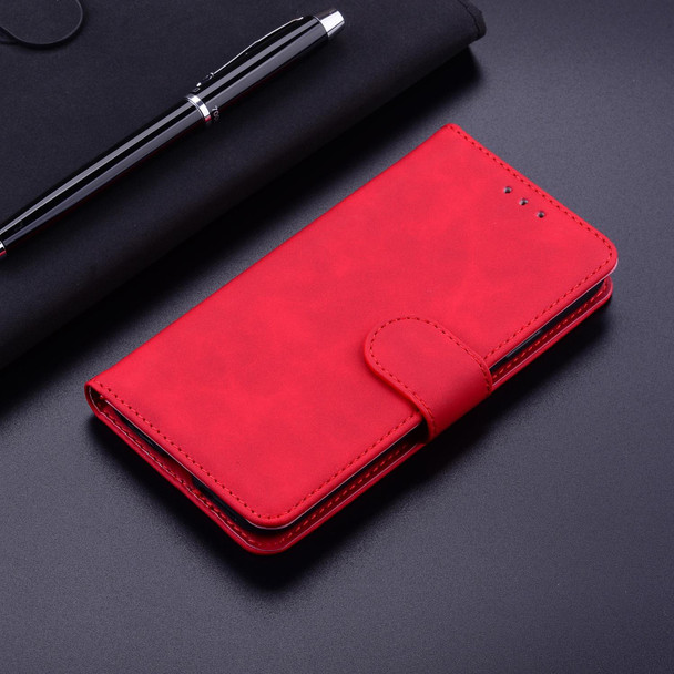 OPPO A3S/Realme C1/A12E Skin Feel Pure Color Flip Leather Phone Case(Red)