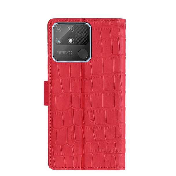 OPPO Realme Narzo 50A Skin Feel Crocodile Texture Magnetic Leather Phone Case(Red)