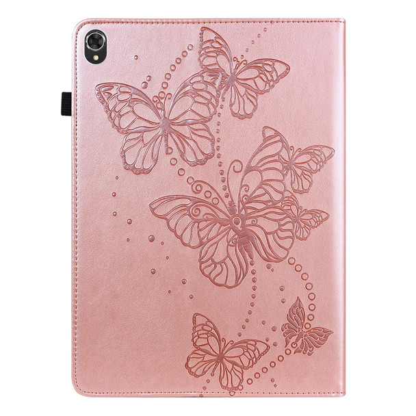 Lenovo Tab K10 Embossed Butterfly Pattern Leather Tablet Case(Pink)